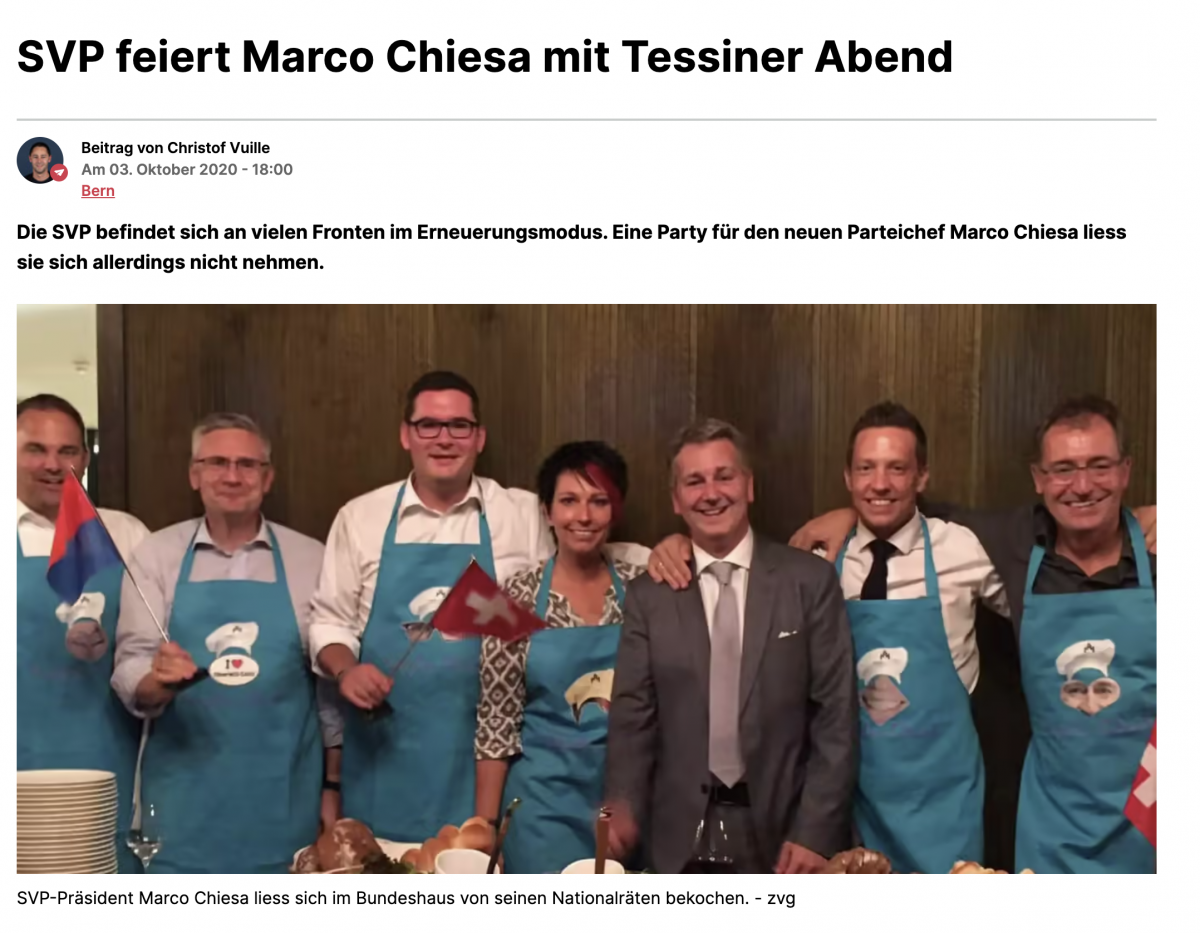 Sandra Sollberger, Kuppel-Köche feiern den neuen Präsidenten M. Chiesa