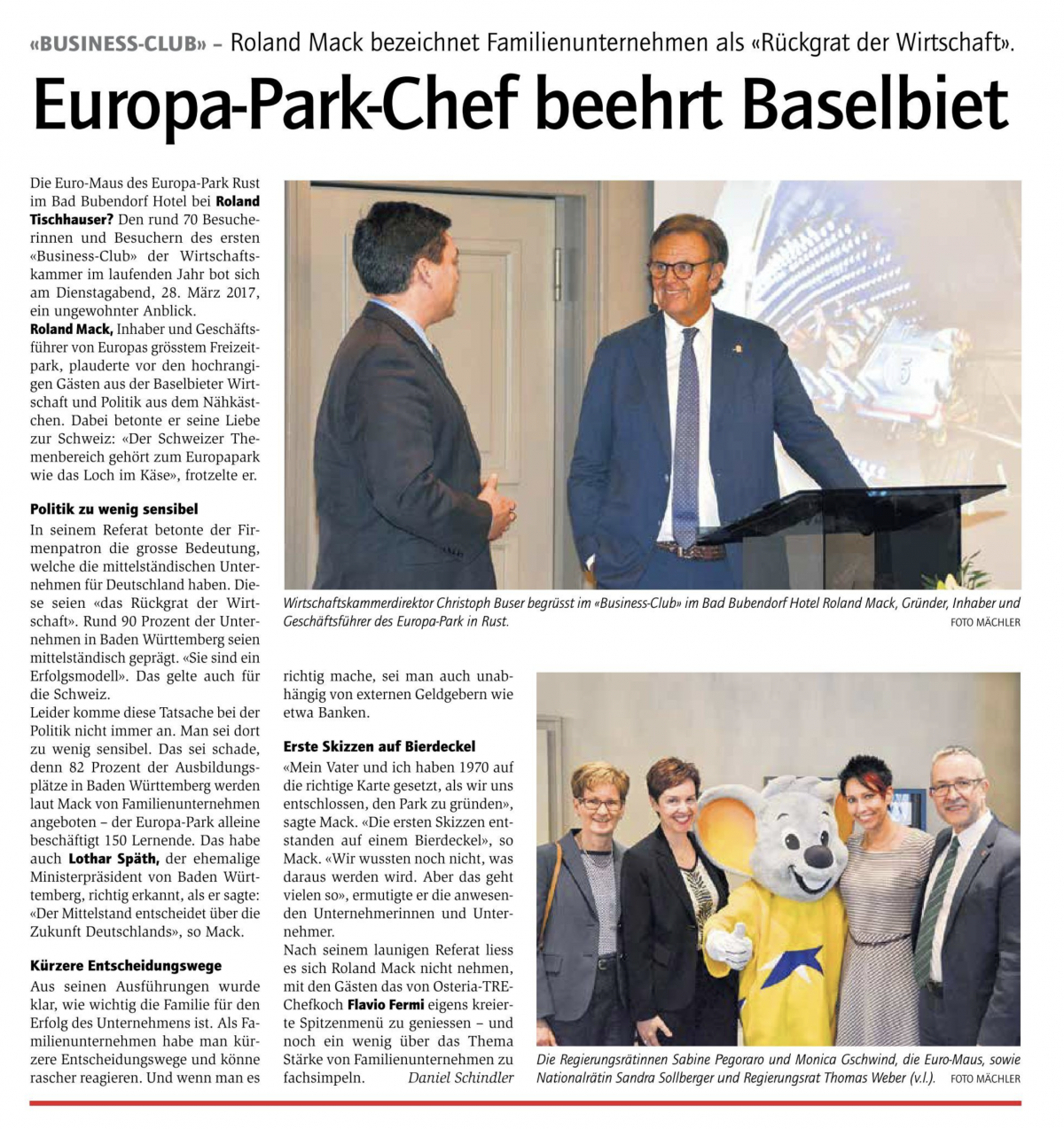 Sandra Sollberger, Standpunkt: Business-Club BL – Die Euro-Maus auf Besuch