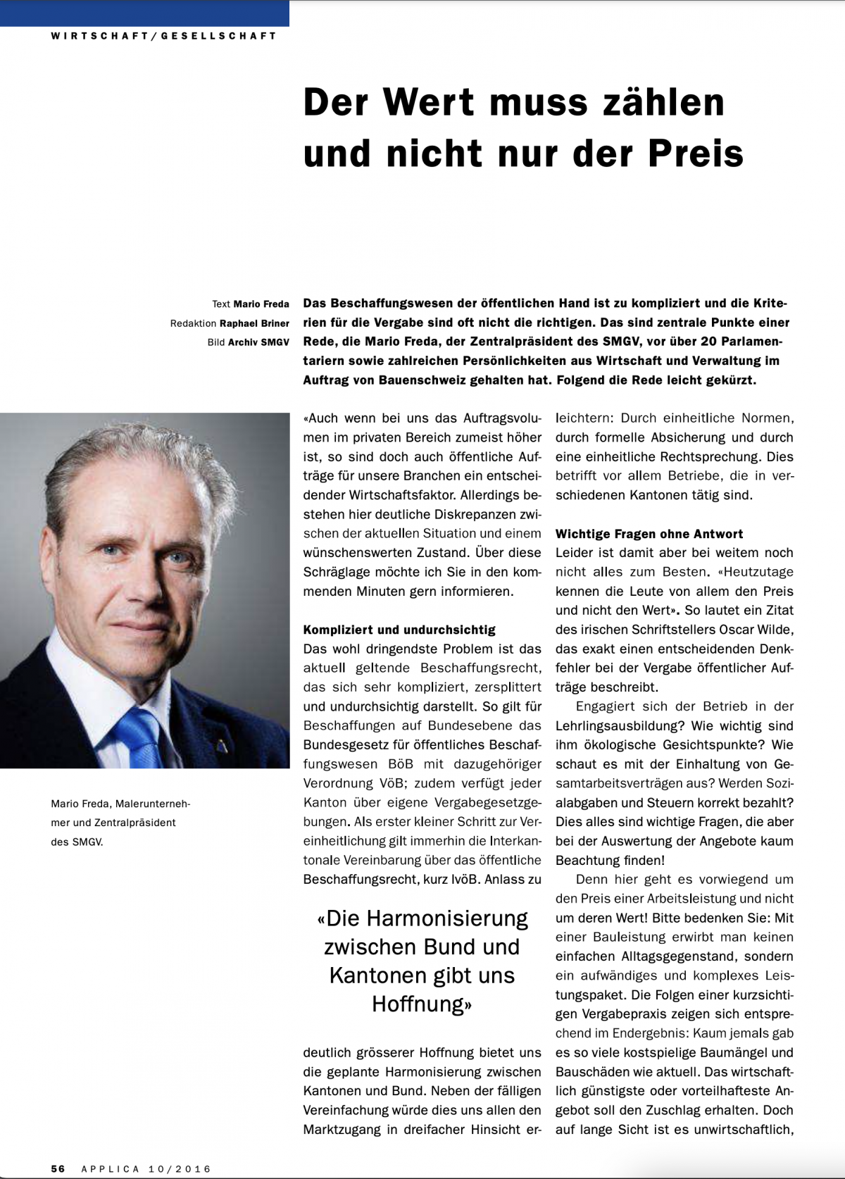 Sandra Sollberger, Ergänzung zum Referat von SMGV Zentralpräsident Mario Freda zum Thema: Beschaffungswesen