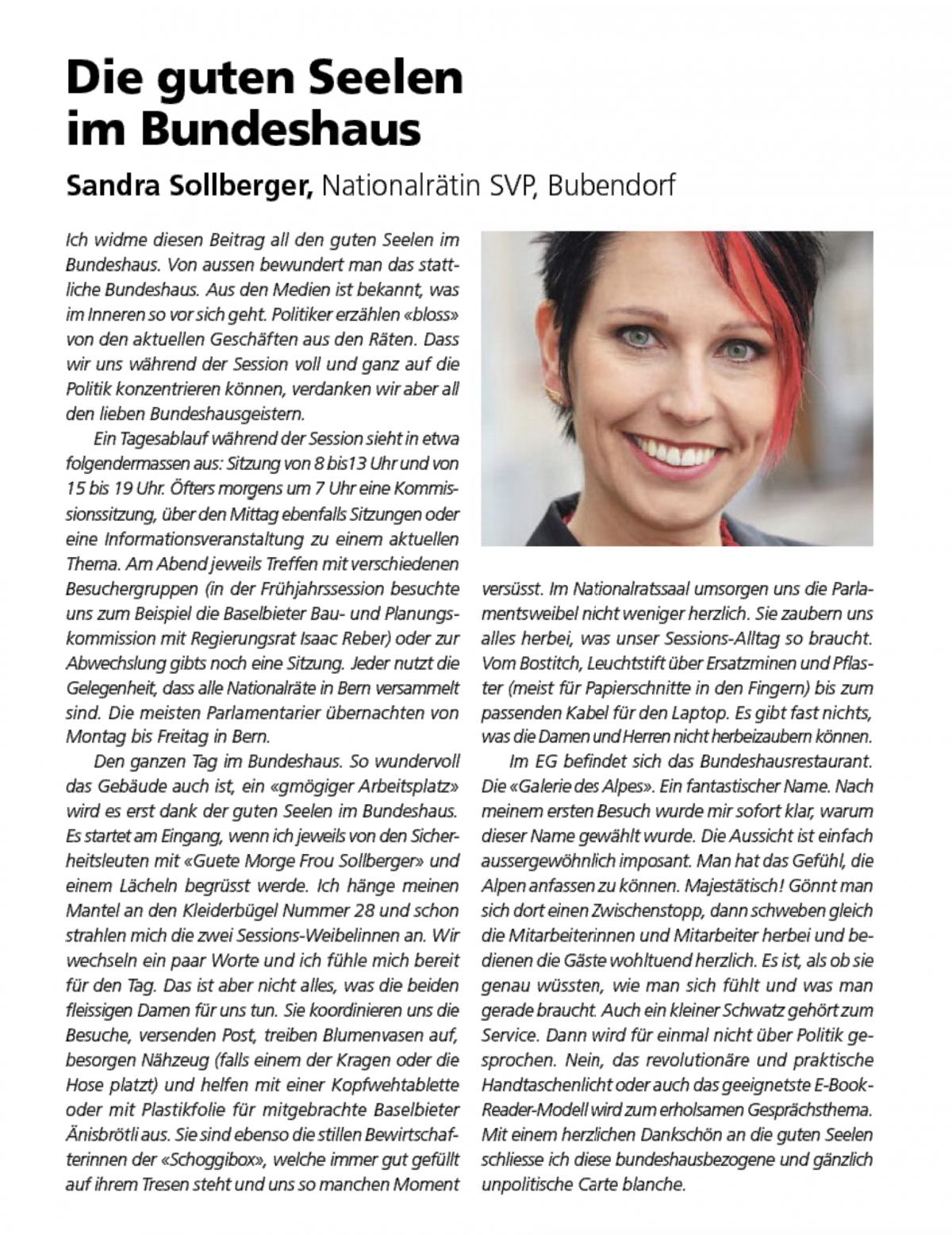 Sandra Sollberger, Volksstimme Die guten Seelen im Bundeshaus