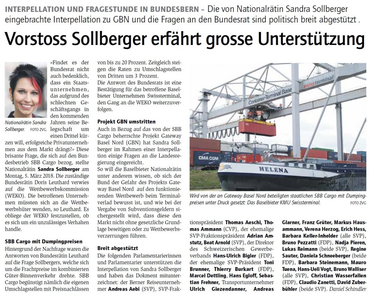 Sandra Sollberger, Standpunkt der Wirtschaft: Mein Vorstoss zu GBN erfährt grosse Unterstützung