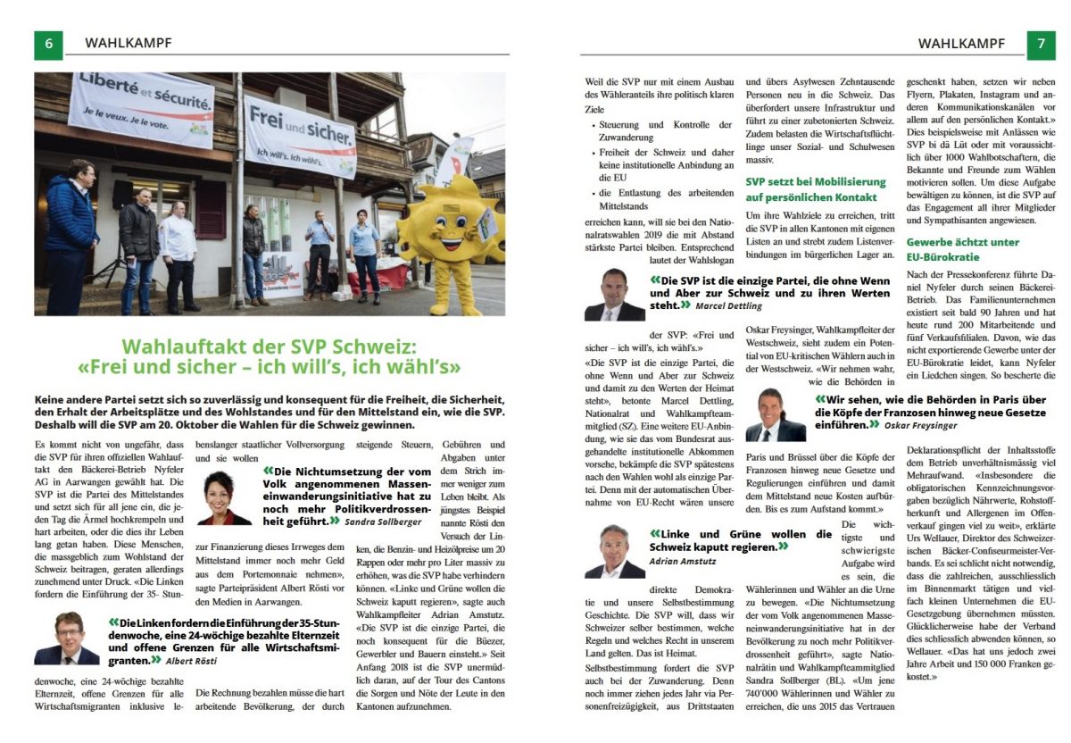 Sandra Sollberger, Klartext: Zeitung der SVP Schweiz – Wahlauftakt