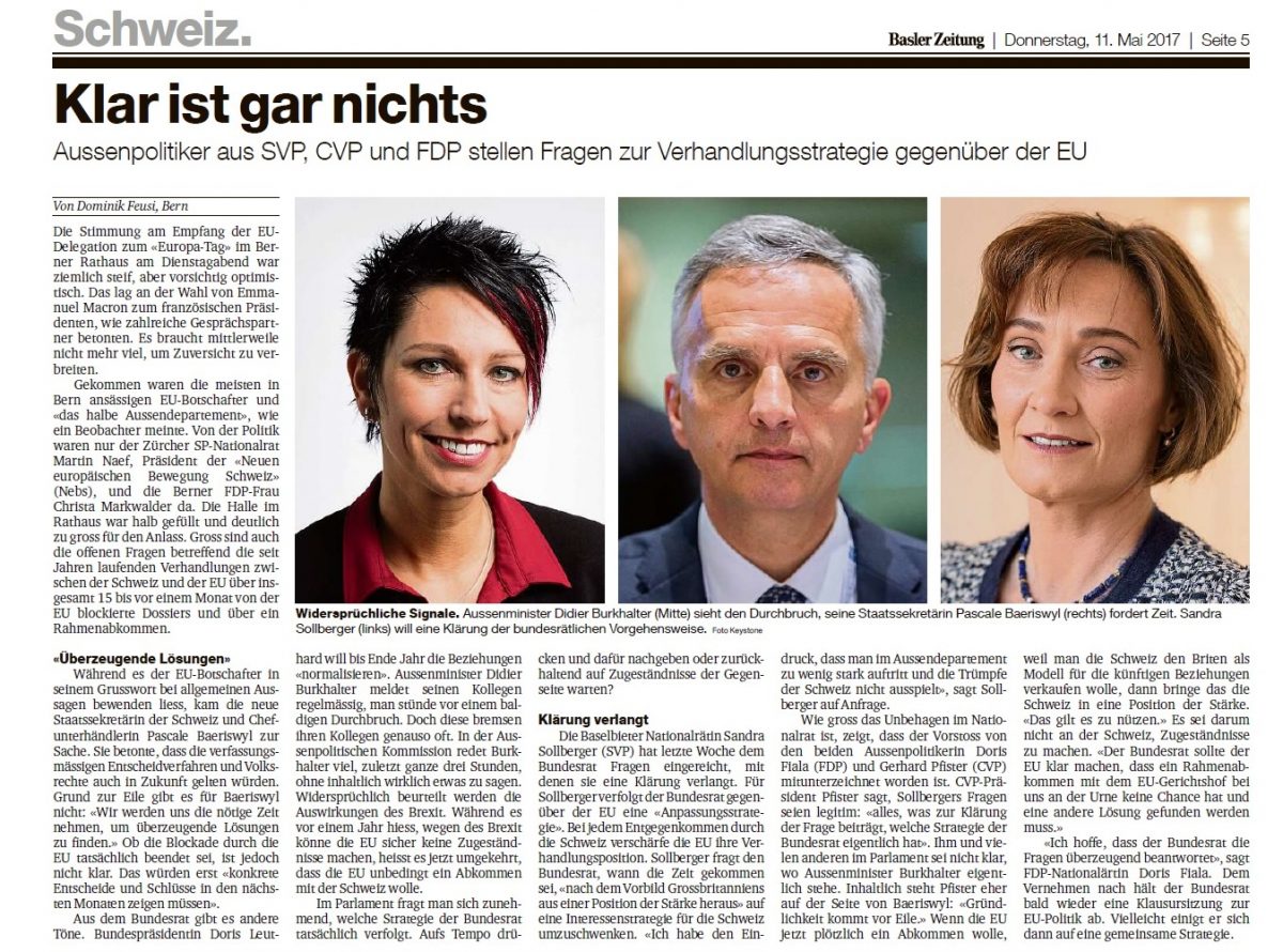 Sandra Sollberger, Bericht in der BaZ zu meiner Frage an den Bundesrat