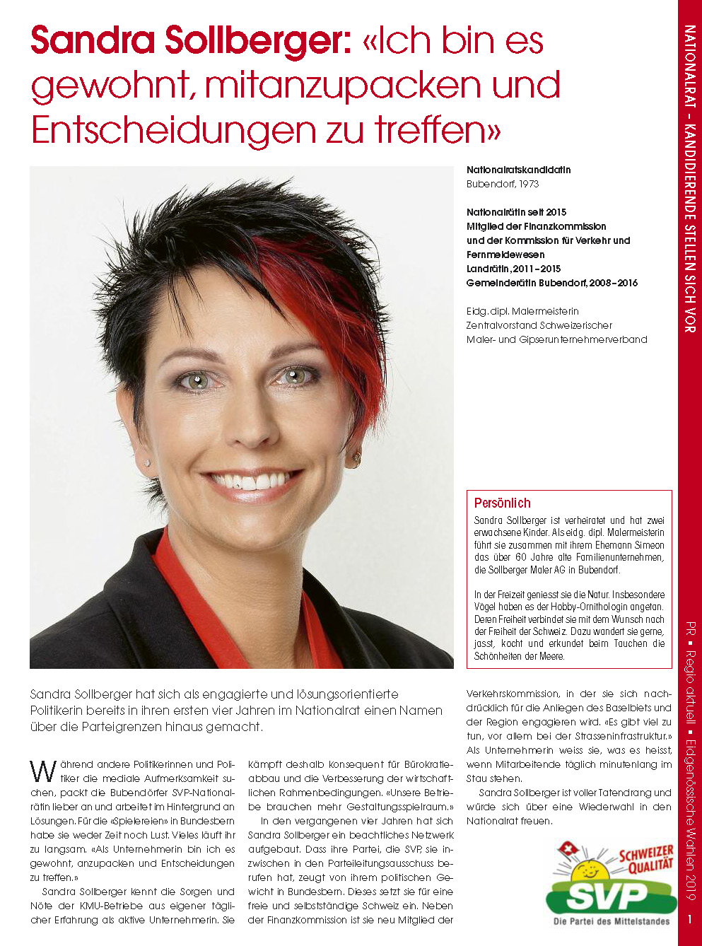 Regio aktuell Ich bin es gewohnt mitanzupacken • Sandra Sollberger