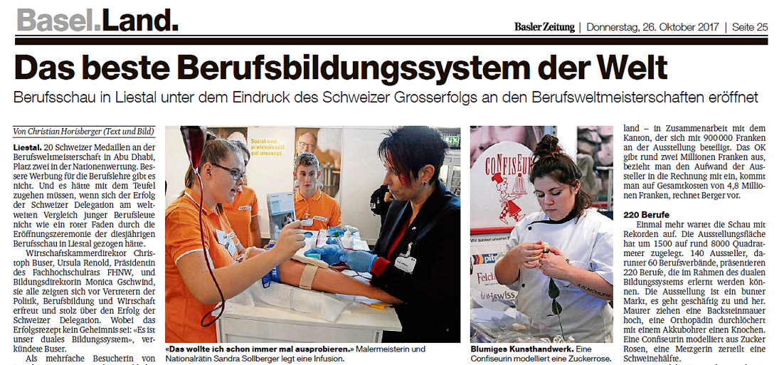 Sandra Sollberger, Baz: Eröffnung Berufsschau 2017 der Wirtschaftskammer BL in Liestal