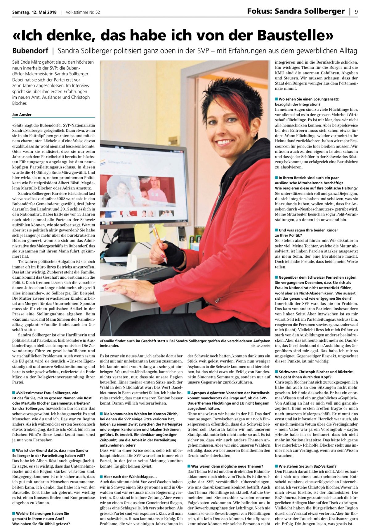 Sandra Sollberger, Volksstimme BL – Ich denke, das habe ich von der Baustelle